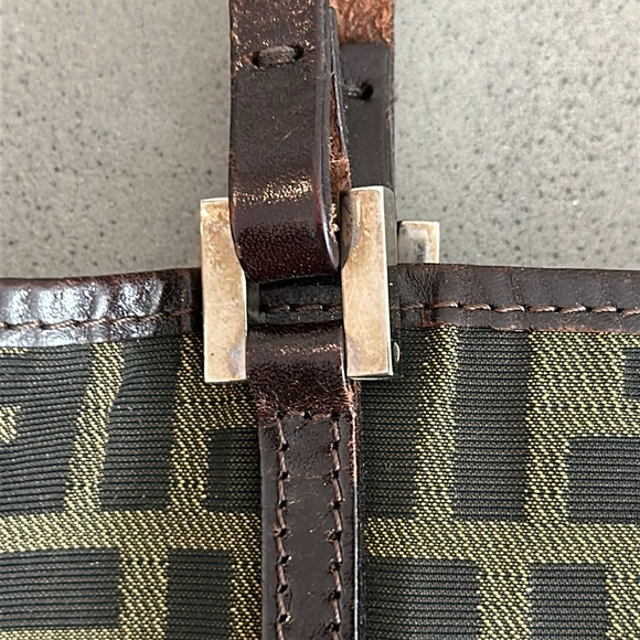 FENDI Zucca Canvas Tote Bag With Leather Pouch Vintage - Picture 6 of 13